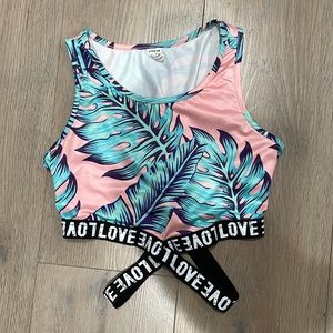 Cross Over, Cropped, Tropical Tank Top